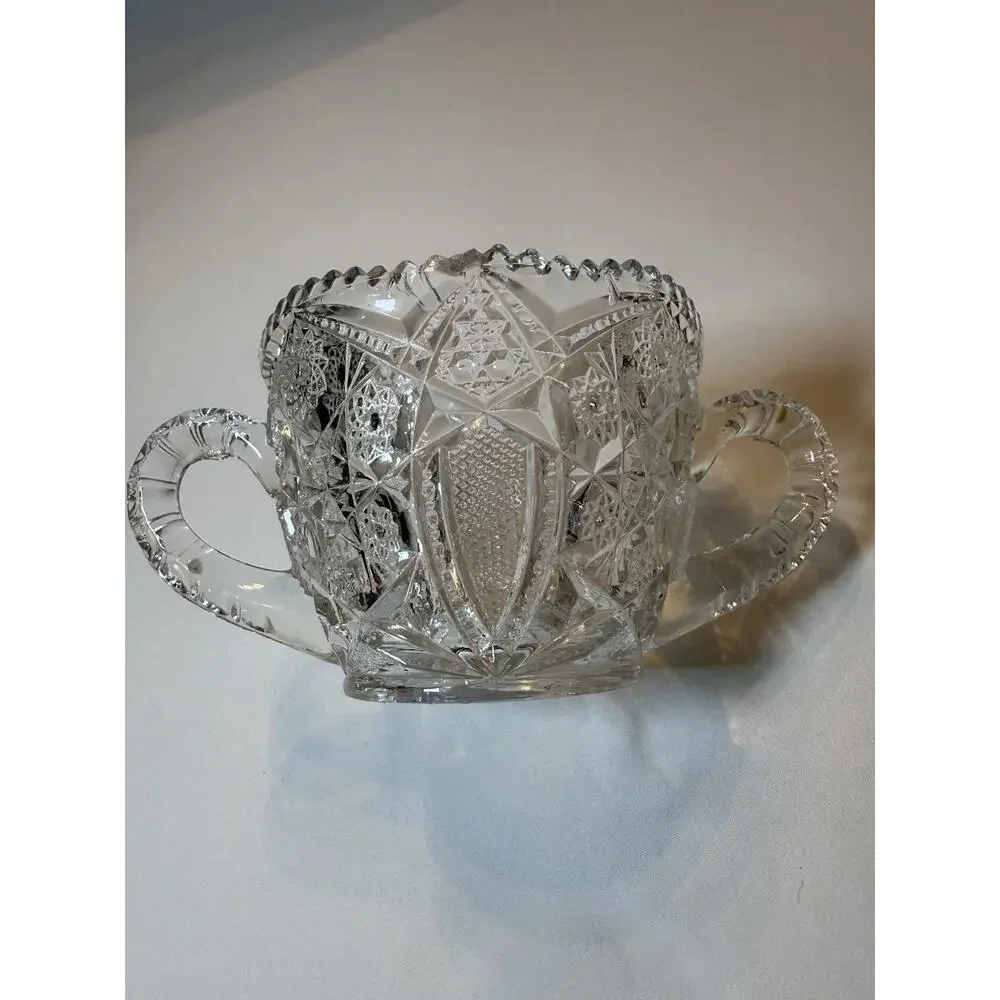 1930’s Pressed Glass, Star Design, MG6 by McKee 4” W x 3.5” H